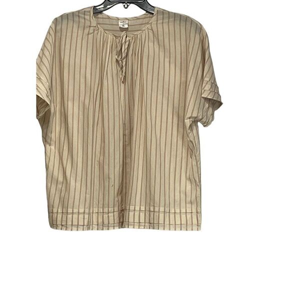 Melrose and Market Women’s Pintuck Trim Striped Peasant Blouse, Cream/Red, Sz. M - Picture 9 of 11